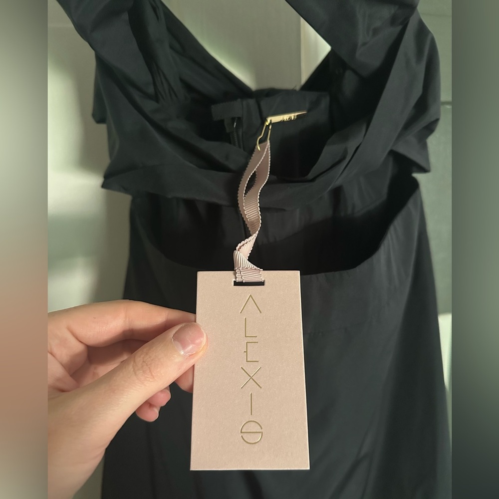 Alexis Azalea Black Gown Cut Out Black Tie Tiered Maxi Dress Ruffle Elegant Chic - Picture 4 of 12